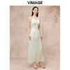 VIMAGE纬漫纪高级感缎面垂坠露背吊带礼服连衣裙秋季新款V2277801 商品缩略图4