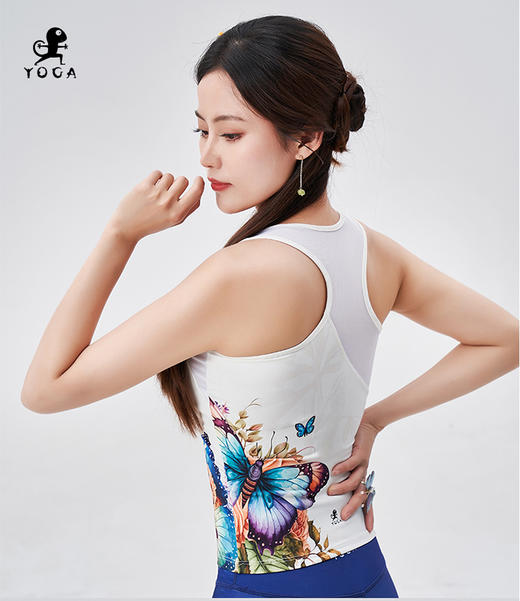 壁虎瑜伽【彩蝶-上衣】限量款印花瑜伽上衣（可拆卸胸垫）清仓不退不换 商品图3