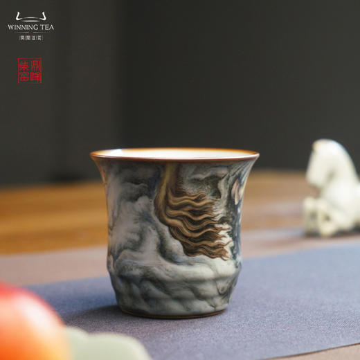 问鼎汝瓷鼎峰柴窑天青竹节杯（威风祥麟） 商品图2