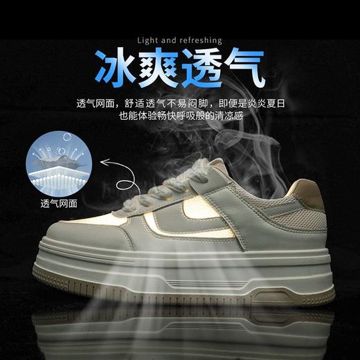 ZHR则则透气网面鞋厚底百搭小白鞋轻便超软板鞋麦穗松糕底休闲鞋 商品图3