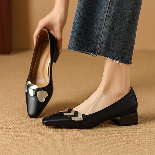 【预售5天】浅口粗跟皮鞋，尖头软底百搭工作鞋BXJ&506-1 商品图2