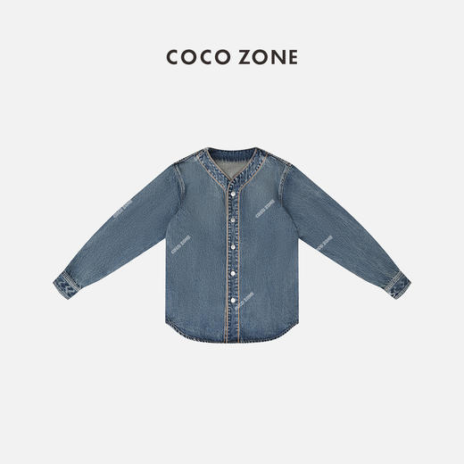 COCO ZONE100棉牛仔衬衣时尚百搭单排扣夹克休闲衬衫24C10021 商品图0