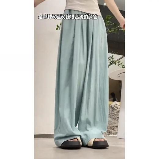 【醋酸奶油山本裤】奶芙山本裤女2024新款夏季薄款高腰慵懒冰丝直筒阔腿裤醋酸肌理感 商品图8