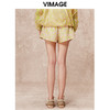 VIMAGE纬漫纪时尚休闲宽松百搭抽绳松紧腰印花短裤秋季新款V2205806 商品缩略图4