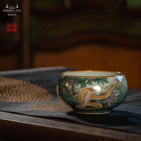 问鼎汝瓷鼎峰柴窑天青禅定杯（蛇行于野）