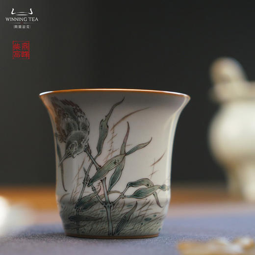 问鼎汝瓷鼎峰柴窑天青竹节杯（秋月春风） 商品图3