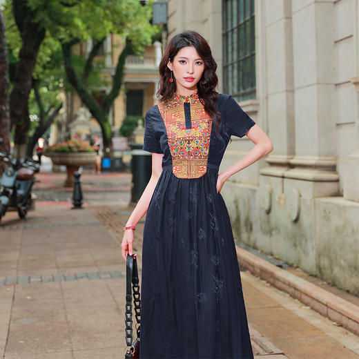 千金裘绣花复古连衣裙  | 杨丽萍老师同款 |  藏蓝色 红色 商品图5