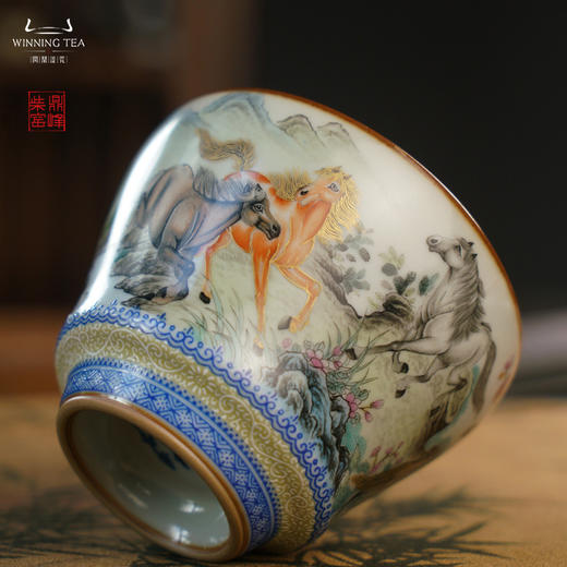 问鼎汝瓷鼎峰柴窑天青馥郁杯（绘画八骏图） 商品图3