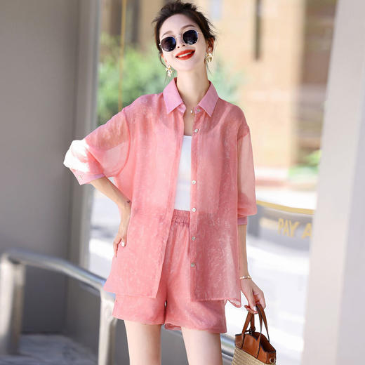 时尚漂亮防晒天丝三件套，小个子微胖减龄YIZX86157 商品图2