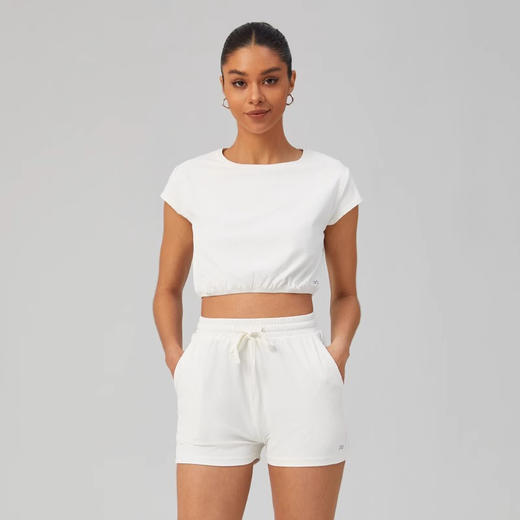 跃牌【倚窗听雨】系列 瑜伽服女短袖带胸垫裸感美背运动T恤DA67 商品图1