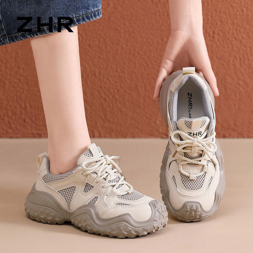 ZHR则则丑萌老爹鞋女网面透气大头萌鞋复古休闲鞋厚底运动登山鞋 商品图5