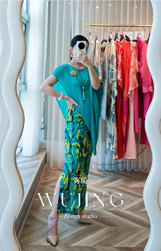 【雾境定制】空谷幽兰系列高级气质进口乔其纱+进口弹力缎连衣裙 3204134 商品图10