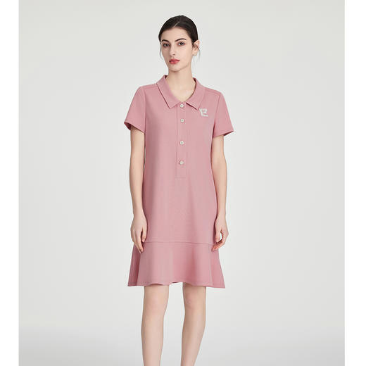 司歌运动休闲宽松短袖连衣裙翻领A891026Y 商品图0