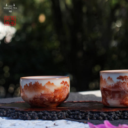 龙泉问鼎彩绘哥窑步虚杯(梵红山水)（缺货）集玉杯(梵红山水)（缺货） 商品图2