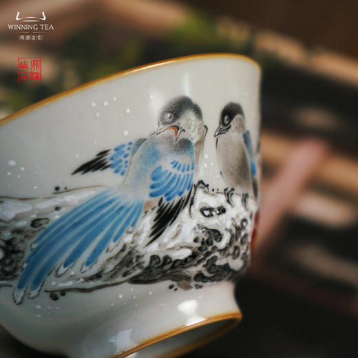 问鼎汝瓷鼎峰柴窑天青淳和杯（冬雪柿红）（缺货） 商品图1