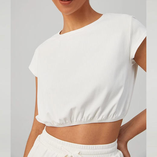 跃牌【倚窗听雨】系列 瑜伽服女短袖带胸垫裸感美背运动T恤DA67 商品图5