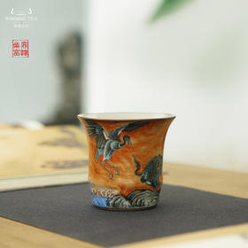 问鼎汝瓷鼎峰柴窑天青竹节杯（海上鹤音）