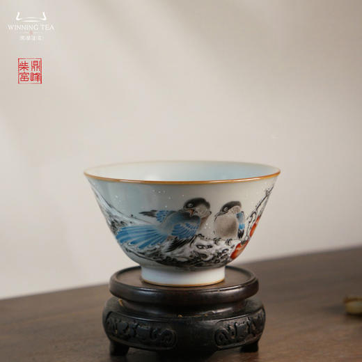 问鼎汝瓷鼎峰柴窑天青淳和杯（冬雪柿红）（缺货） 商品图0