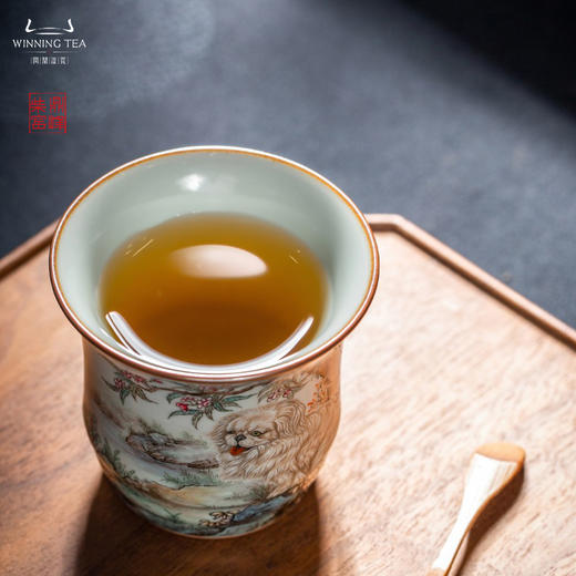 问鼎汝瓷鼎峰柴窑天青竹节杯（忠勇两全） 商品图3