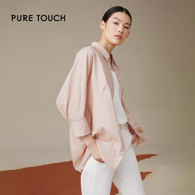 pure touch女士纯棉廓形浅粉色七分袖衬衫1301243338