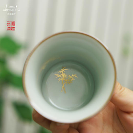 问鼎汝瓷鼎峰柴窑天青竹节杯（竹林闲戏）（缺货） 商品图2