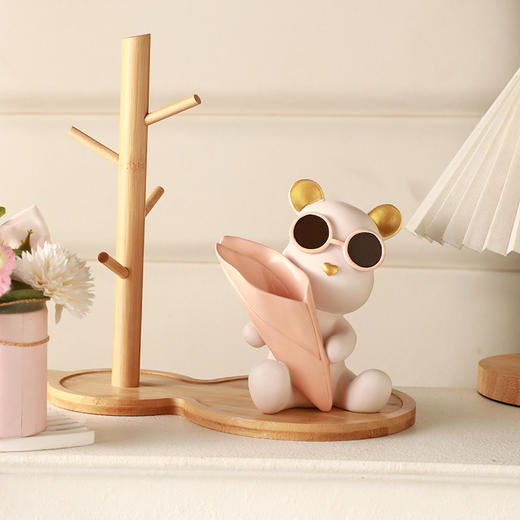 【可爱熊抱花收纳】客厅电视柜儿童房壁柜橱柜桌面摆件 卡通创意入户柜装饰 商品图1