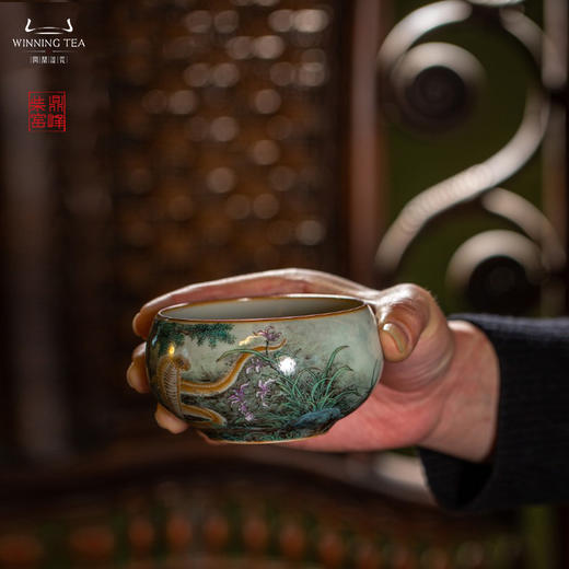 问鼎汝瓷鼎峰柴窑天青禅定杯（蛇行于野） 商品图1