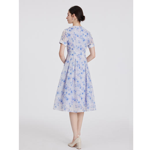 司歌提花雪纺短袖收腰连衣裙A891093X 商品图3