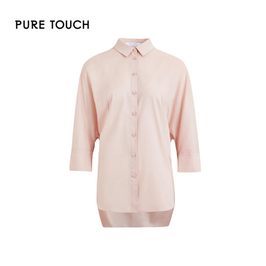pure touch女士纯棉廓形浅粉色七分袖衬衫1301243338 商品图4