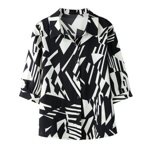 GY31P-818衬衫女中袖印花2024夏装新款衬衣时尚洋气碎花中年妈妈打底衫 商品图4