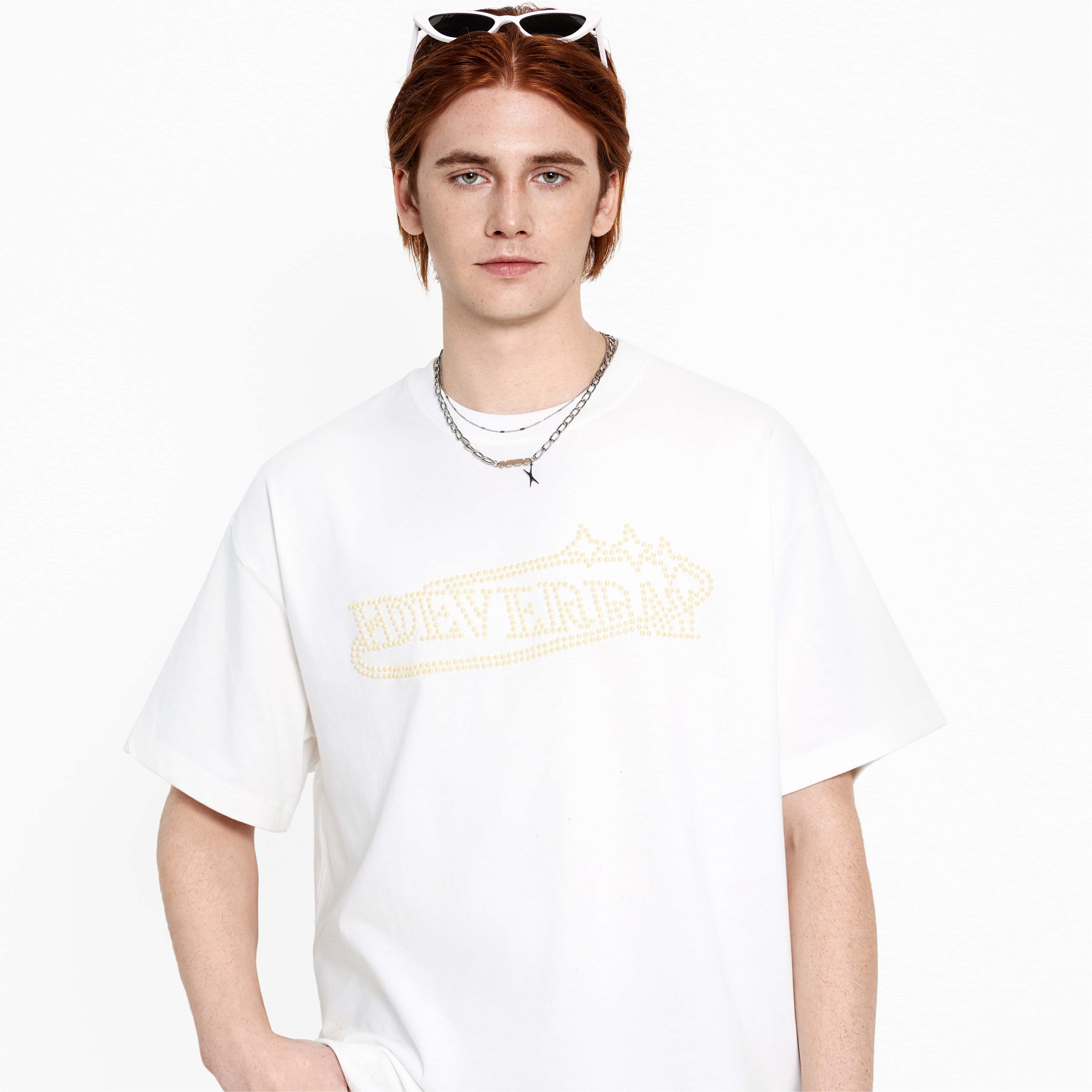 【明星同款】IDEVERRAY品牌原创烫印珍珠短袖t恤男高级设计感轻奢宽松圆领上衣21MSL-584