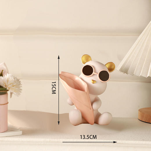 【可爱熊抱花收纳】客厅电视柜儿童房壁柜橱柜桌面摆件 卡通创意入户柜装饰 商品图8