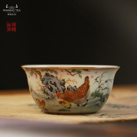 问鼎汝瓷鼎峰柴窑天青鸡缸杯（绘画司晨初鸣） 商品图0