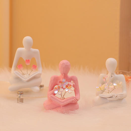 【沉默是金思考者小夜灯花束手工】送男女友摆件 七夕情人节生日教师节圣诞礼物  商品图1