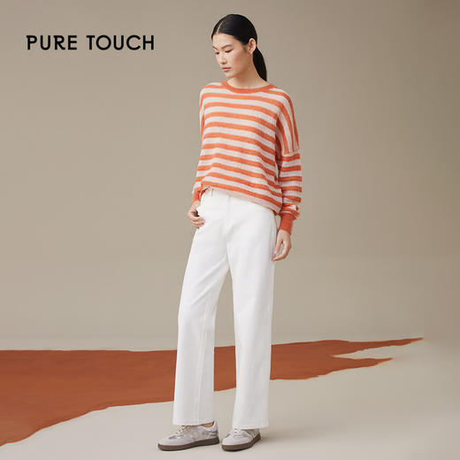 pure touch女士马海毛条纹廓形针织衫1302243394 商品图1