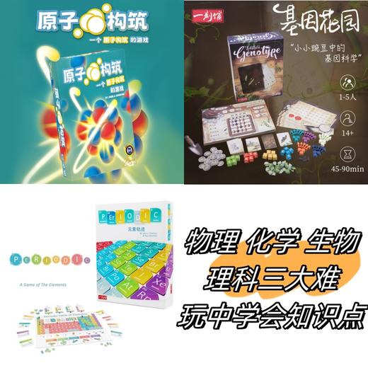 【门萨精选】天才社科普桌游 原子构筑+基因花园+元素轨迹 商品图0