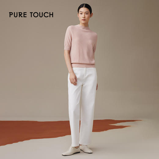 pure touch女士白色阔腿裤微弹长裤1332243337 商品图1