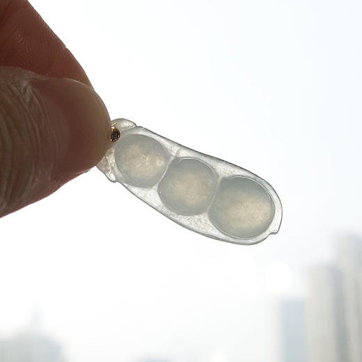 【天然正品】AU750玫瑰金镶糯冰种白色福豆荚翡翠（福、禄、寿）吊坠项链现售价：1480！特价190624NJS18 商品图6