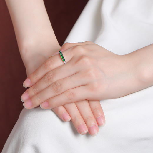 【沉碧】S925银翡翠圆珠镶嵌戒指【CW-JZ06668】 商品图3