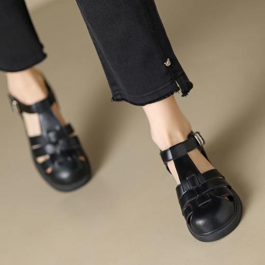 ZHR猪笼鞋女复古时尚包头凉鞋夏法式软底休闲鞋编织罗马凉鞋 商品图6