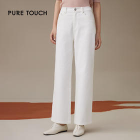 pure touch女士白色阔腿裤微弹长裤1332243337