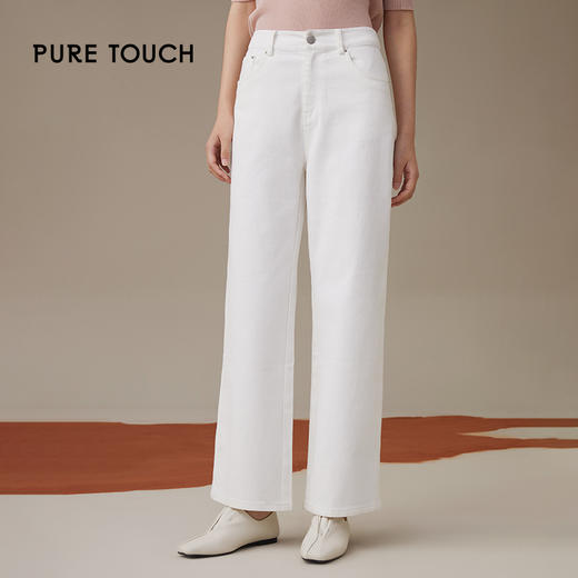 pure touch女士白色阔腿裤微弹长裤1332243337 商品图0