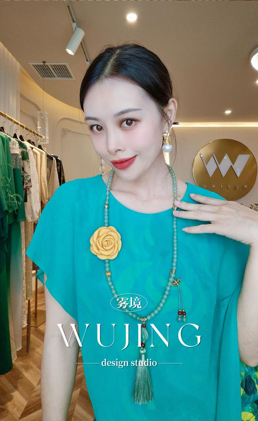 【雾境定制】空谷幽兰系列高级气质进口乔其纱+进口弹力缎连衣裙 3204134 商品图12