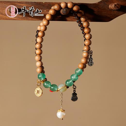 牛首山文创印度老山檀香绿草莓石榴石水晶白玉珠手串手链毕业礼物 商品图4