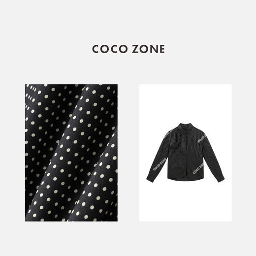 COCO ZONE 100桑蚕丝波点翻领衬衫长袖上衣CC2C1266 商品图2