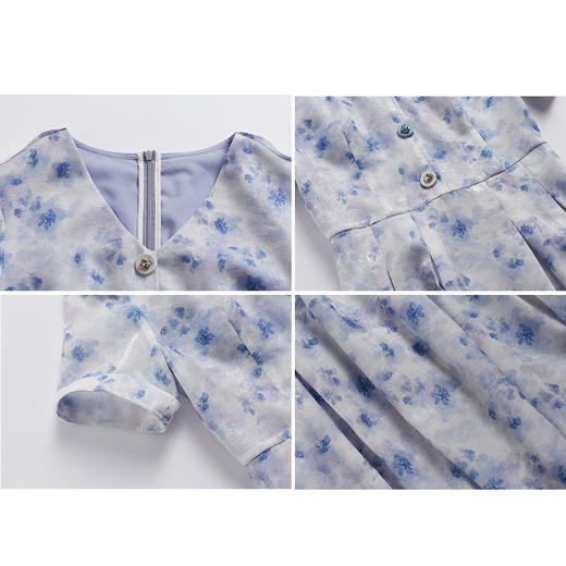 司歌提花雪纺短袖收腰连衣裙A891093X 商品图1