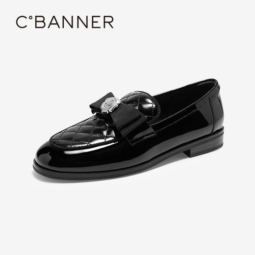 千百度漆皮低跟乐福鞋女款秋季一脚蹬平底小皮鞋通勤单鞋A24450120 商品图0