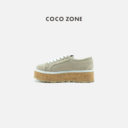 COCO ZONE 厚底系带百搭休闲鞋拼色圆头通勤女鞋CC2B1070 商品图0