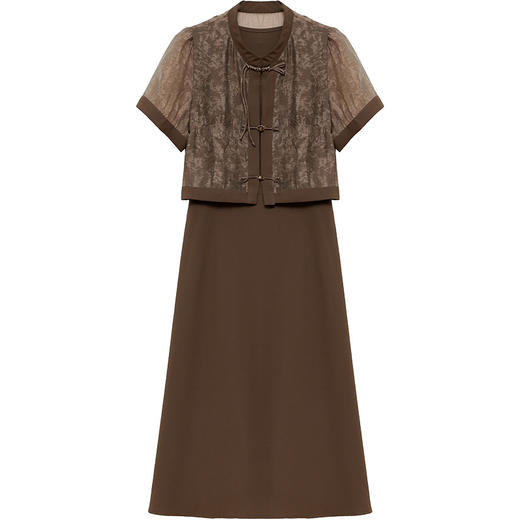 简约修身内搭连衣裙，国风短袖轻薄外披两件套QYM-YJ-24DA51-L 商品图4