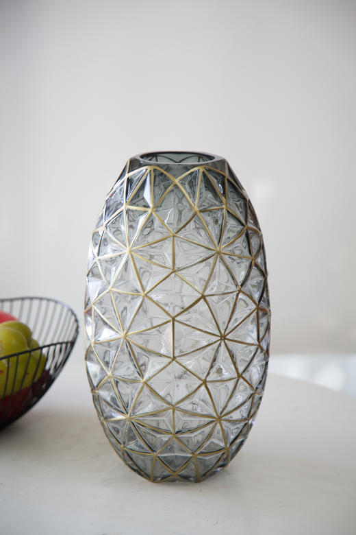 几何描金灰色花瓶 商品图2